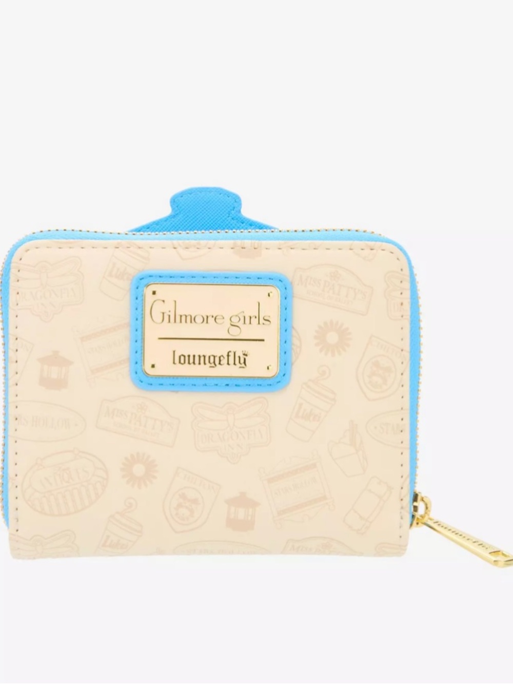 NWT Loungefly Stars Hollow Gazebo tulips & daisies Blue Floral Zip Wallet - Picture 3 of 4